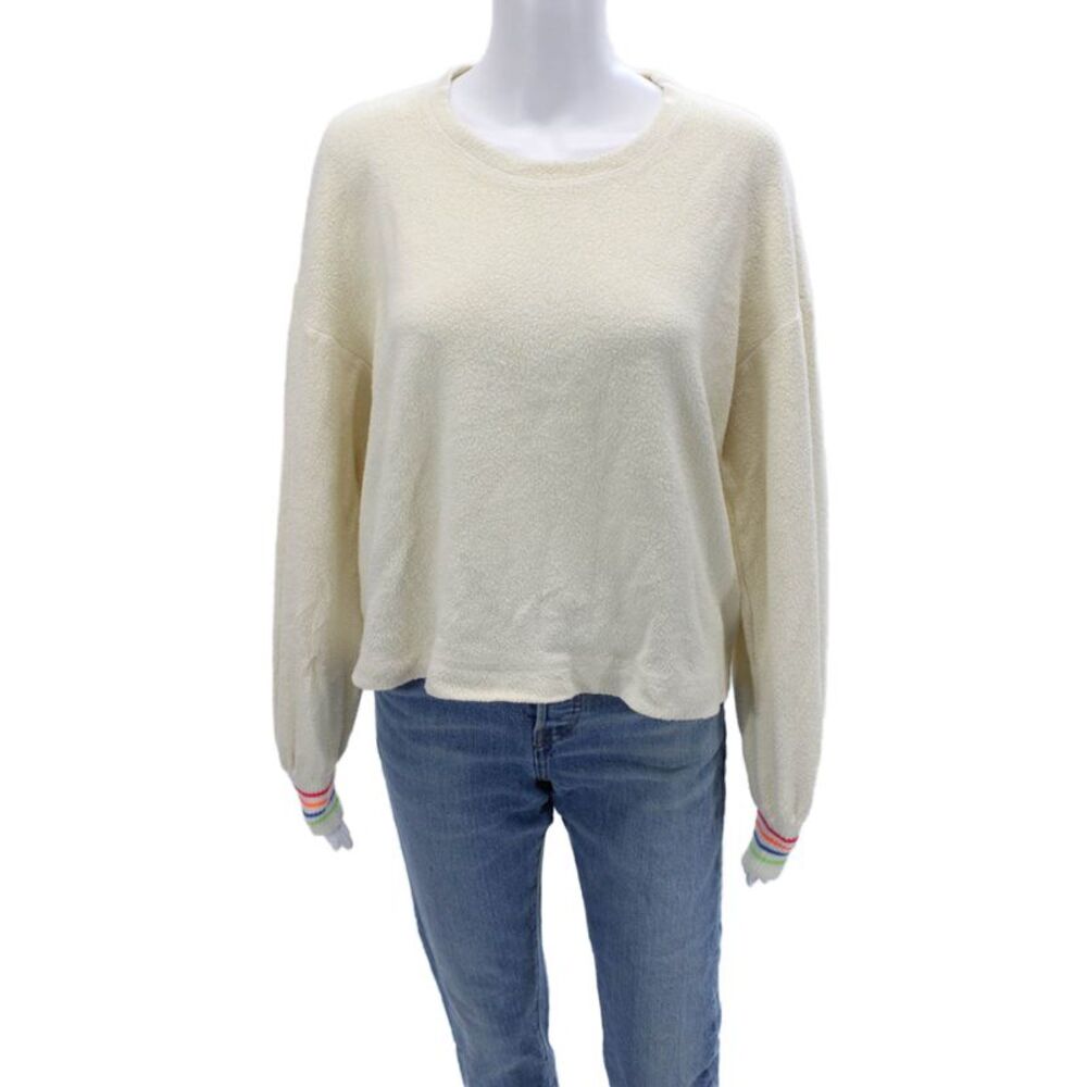 Sundry Unisex Pullover Crew Neck Long Sleeve Beige Modal Cotton Size 1